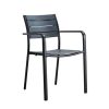 SAGA Πολυθρόνα Στοιβαζόμενη, Μέταλλο Βαφή Μαύρο, PP-UV Ανθρακί