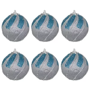 Μπάλες Χριστουγεννιάτικες Ασημί / Μπλε