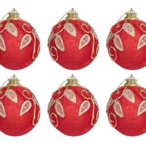 Μπάλες Χριστουγεννιάτικες Κόκκινο / Χρυσό 9cm Σετ 6 τεμ.