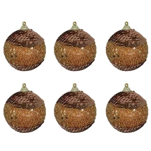 Μπάλες Χριστουγεννιάτικες Χάλκινες Με Πούλιες & Χάντρες