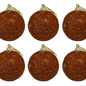 Μπάλες Κόκκινες Χάντρα 7cm Σετ 6 τεμ.