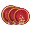 Πιατέλες Κεραμικές Κόκκινο / Χρυσό Σετ 3 τεμ.